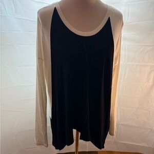 Red 23 Cream and Black Relaxed Asymmetrical Blouse